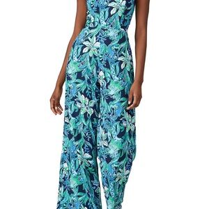 Floral Blue and Green Jumpsuit